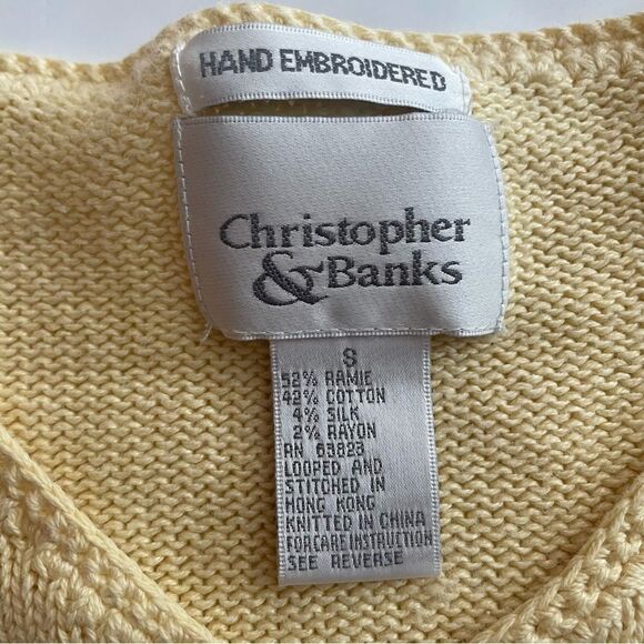 VINTAGE 90s Hand Embroidered Christopher & Banks Embroidered Leaf Sweater - Picture 4 of 6